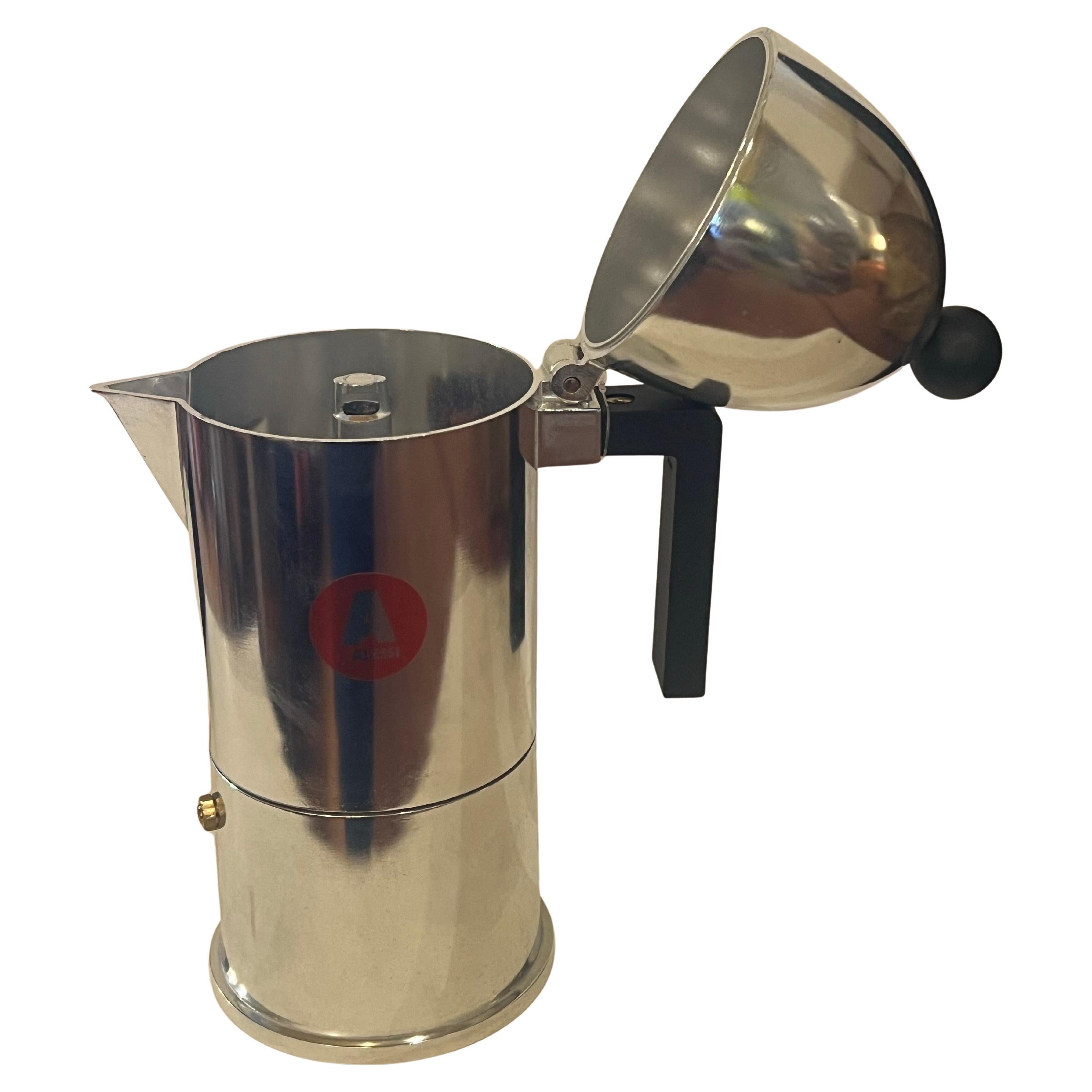 Post-Modern Large Espresso Coffee Maker Postmodern Design by Aldo Rossi for Alessi 6 Cup For Sale