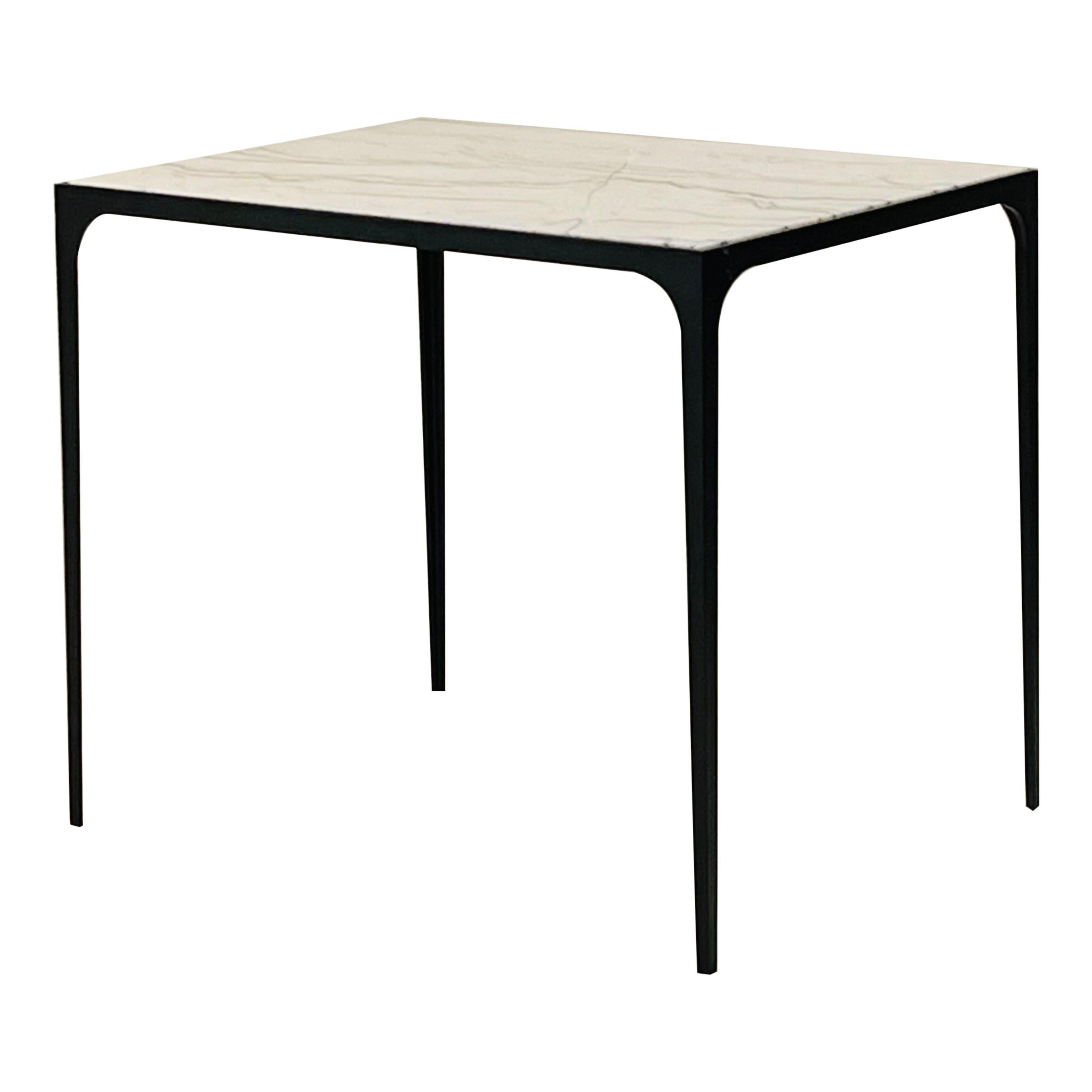 Grande table d'appoint "Esquisse" en fer forgé et pierre de Macaubas par Design Frères en vente