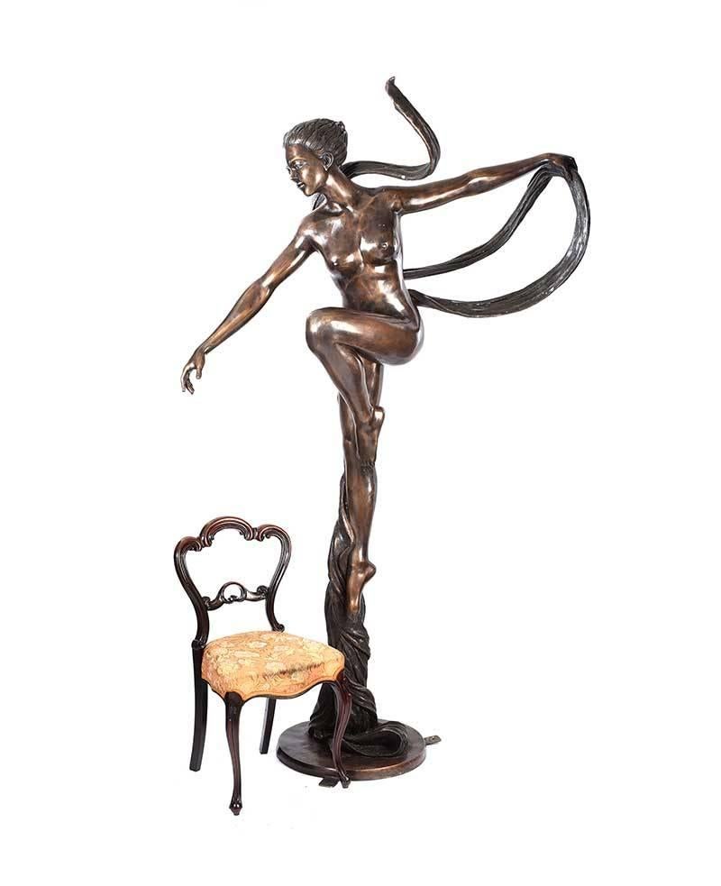 Large 'Essence of Elegance' Art Deco Female Bronze Garden Sculpture.