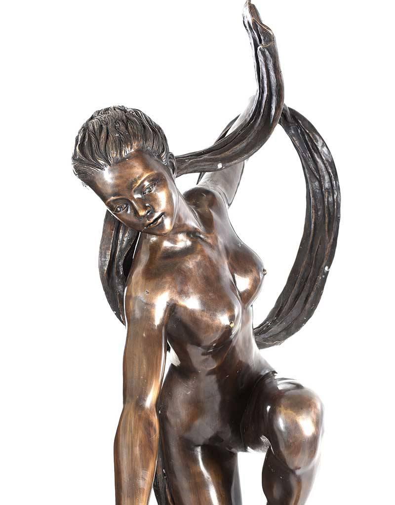 British Large 'Essence of Elegance' Art Deco Bronze Garden Sculpture For Sale