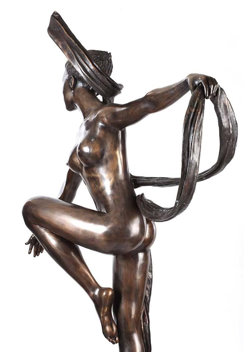 20th Century Large 'Essence of Elegance' Art Deco Bronze Garden Sculpture For Sale
