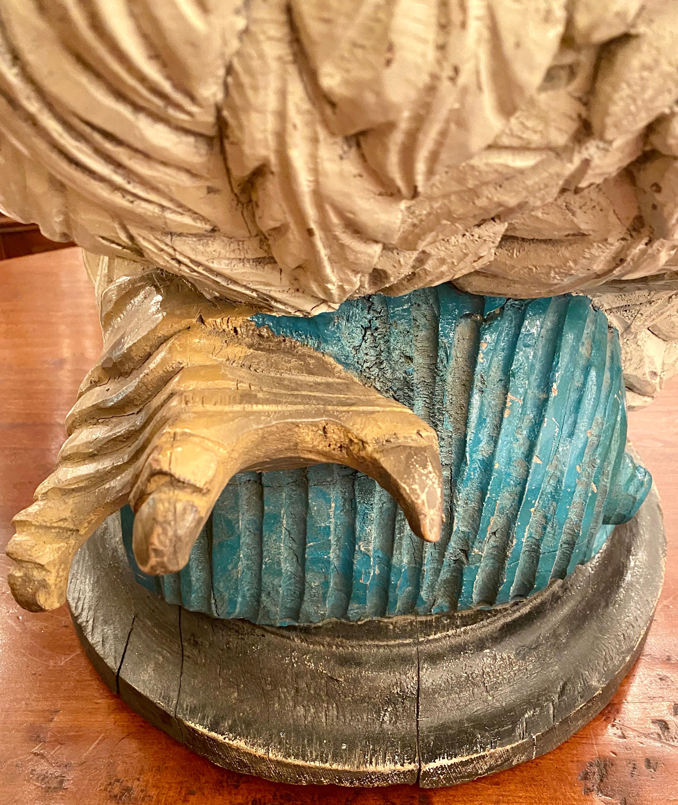 Large Estate Carved and Painted Wood Swan Jardinière, circa 1920-1930 3