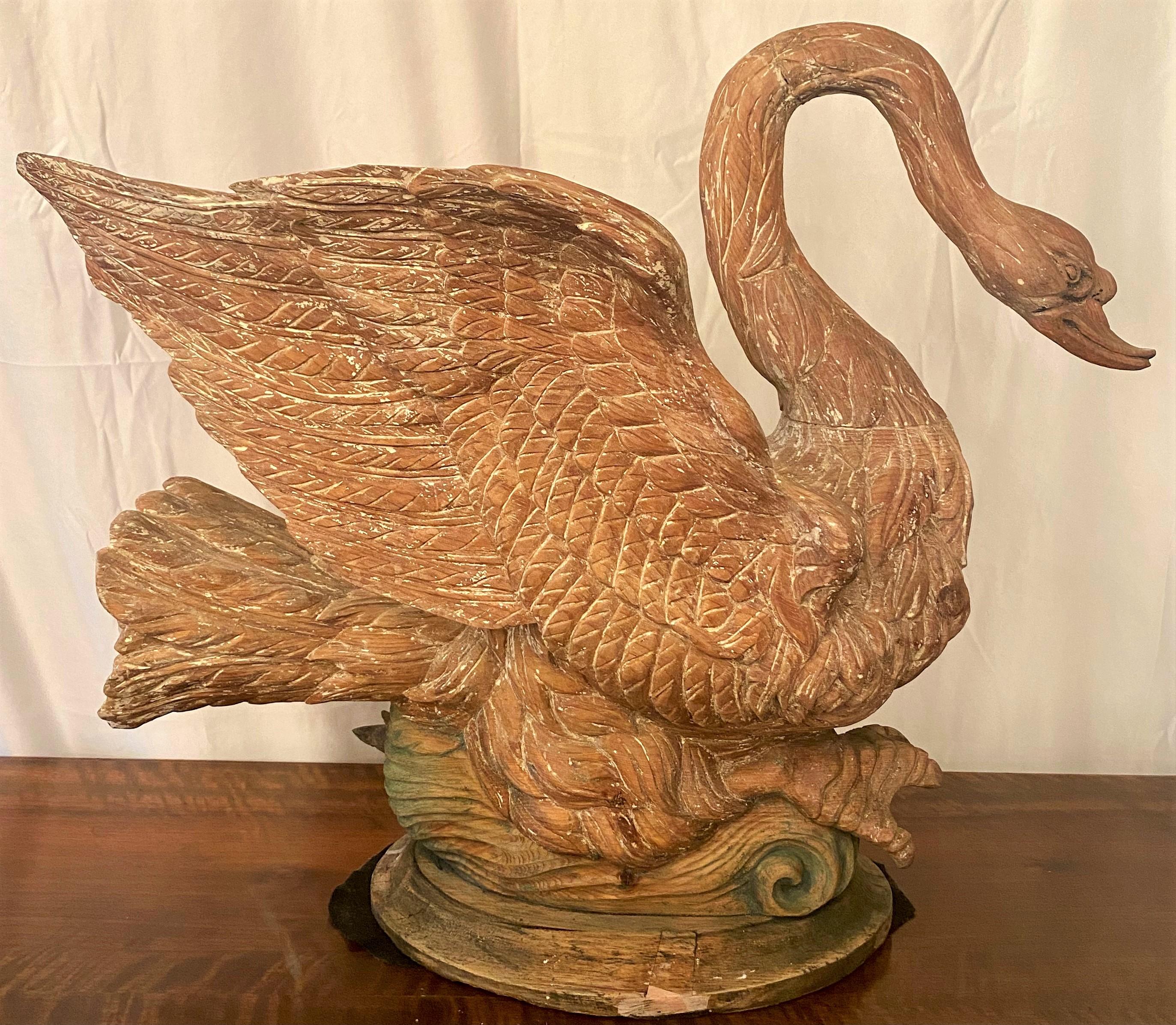 carved wooden swan