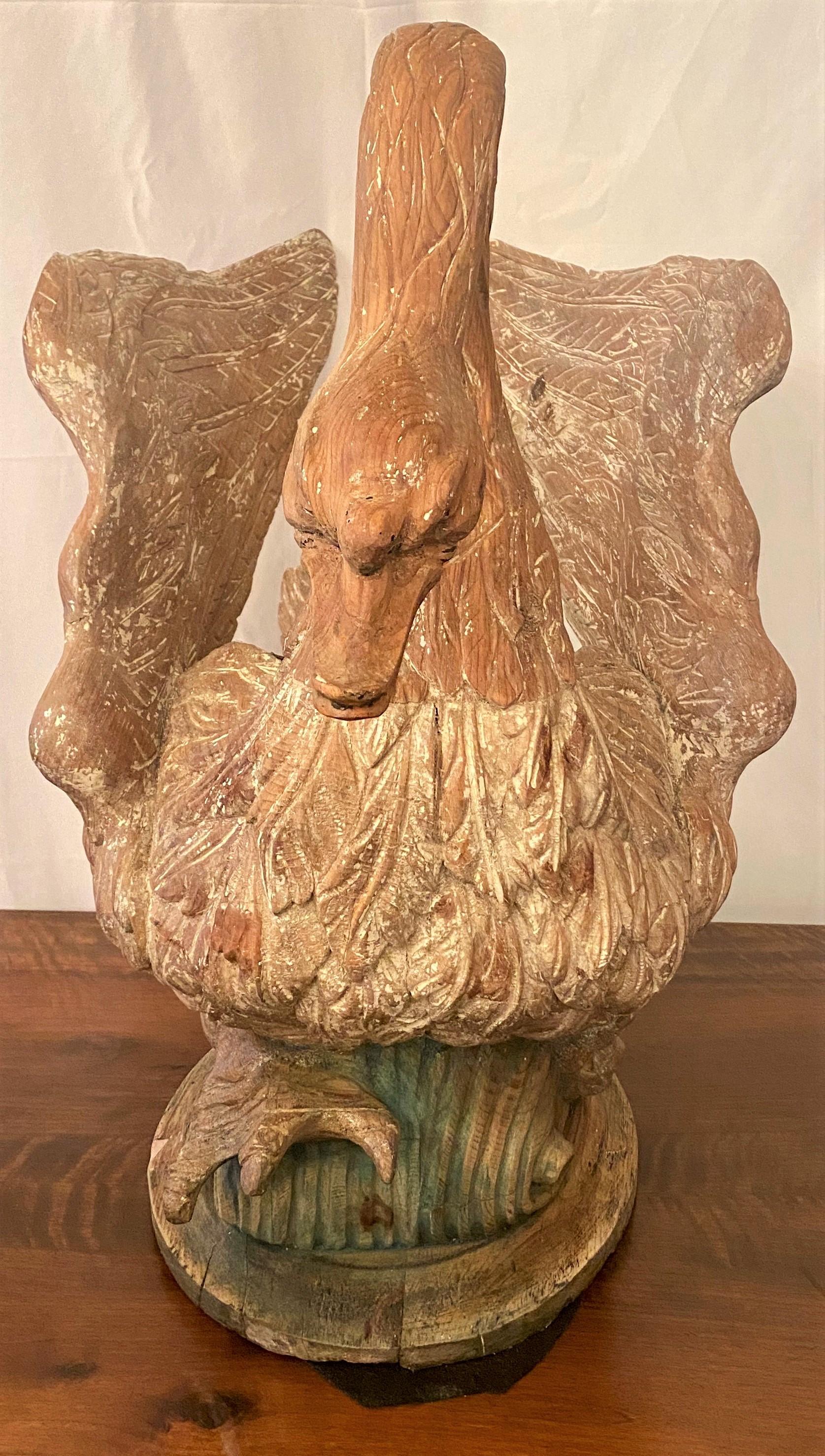 Large Estate Carved Wood Swan Jardinière, circa 1920-1930 In Good Condition In New Orleans, LA