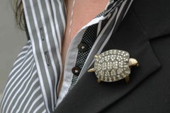 Large Estate Diamond Turtle Brooch Tortoise Pin Diamondback Terrapin Anamalier