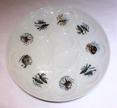 Large Estate French Porcelain Oyster Platter Signed 'G&L Limoges', circa 1950