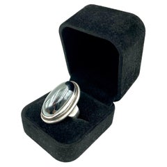 Anello in argento massiccio Georg Jensen Harald Nielsen con cabochon di ematite