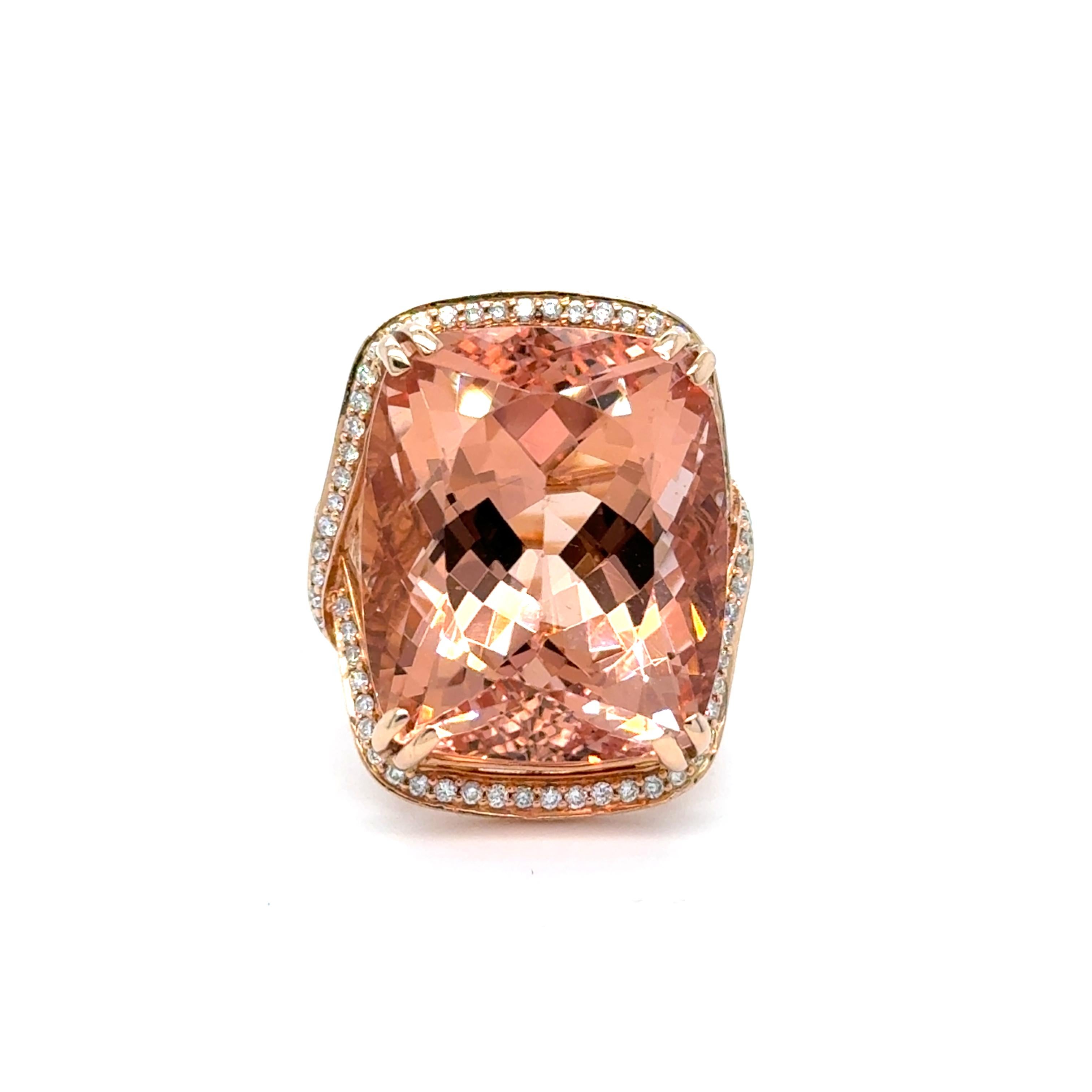 For Sale:  Large Estate Morganite and Diamond Ring in 14K Rose Gold. 2