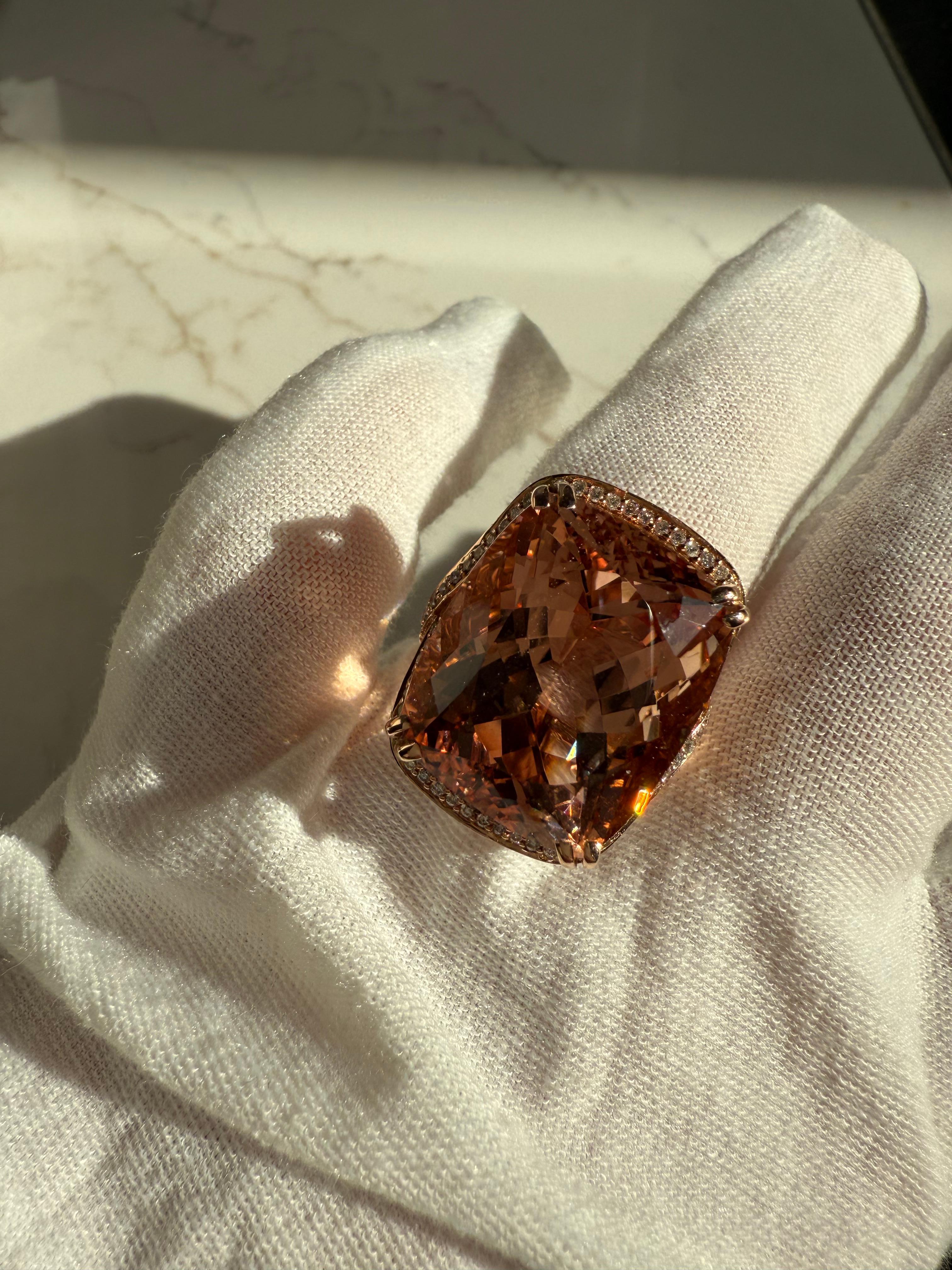 For Sale:  Large Estate Morganite and Diamond Ring in 14K Rose Gold. 5