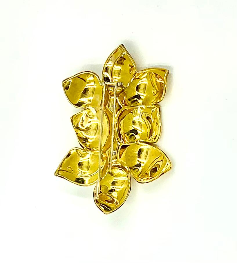 Romantic Large Estate Sabbadini 18K Gold Due Fiori Clip Brooch, Pendant Necklace Enhancer For Sale