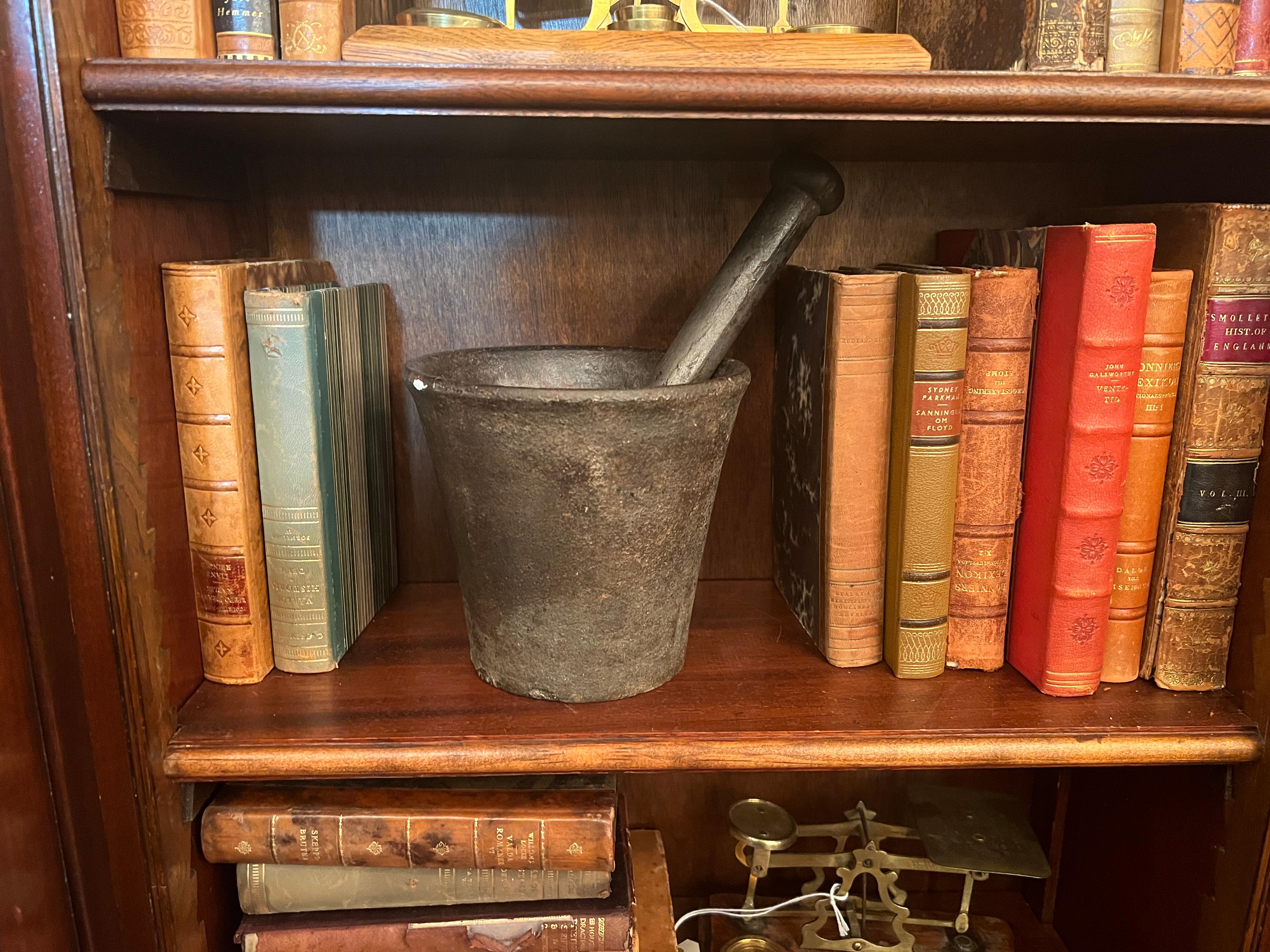 20th Century Large Estate Solid Iron Mortar And Pestle, Circa 1930's-1940's. For Sale