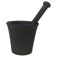 Antique Large Estate Solid Iron Mortar And Pestle, Circa 1930's-1940's.