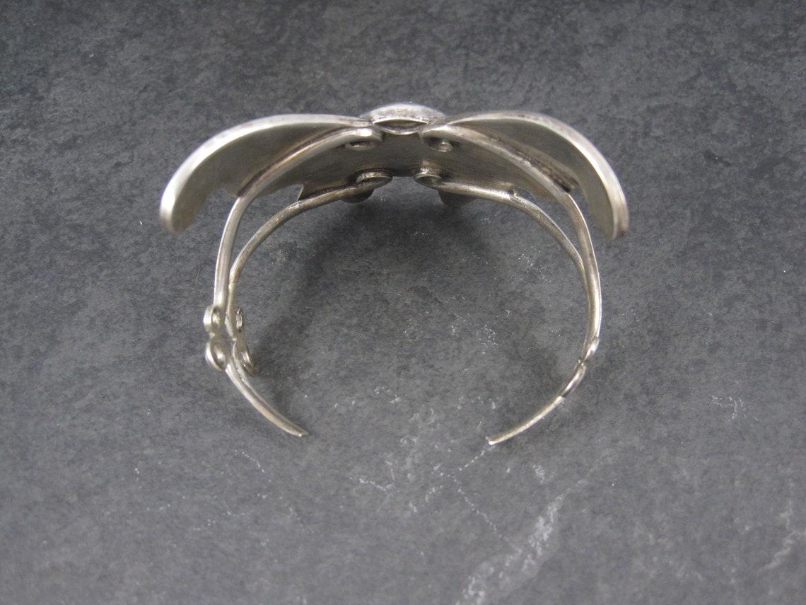 Women's Large Estate Southwestern Sterling Agate Butterfly Cuff Bracelet 6 Inches For Sale