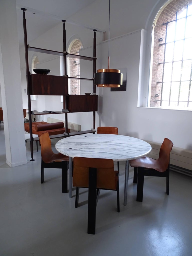 Large Estelle Erwin Laverne Carrara Marble Dining Table Usa 1950s Large Estelle Erwin Laverne Carrara Marble Dining Table Usa 1950s