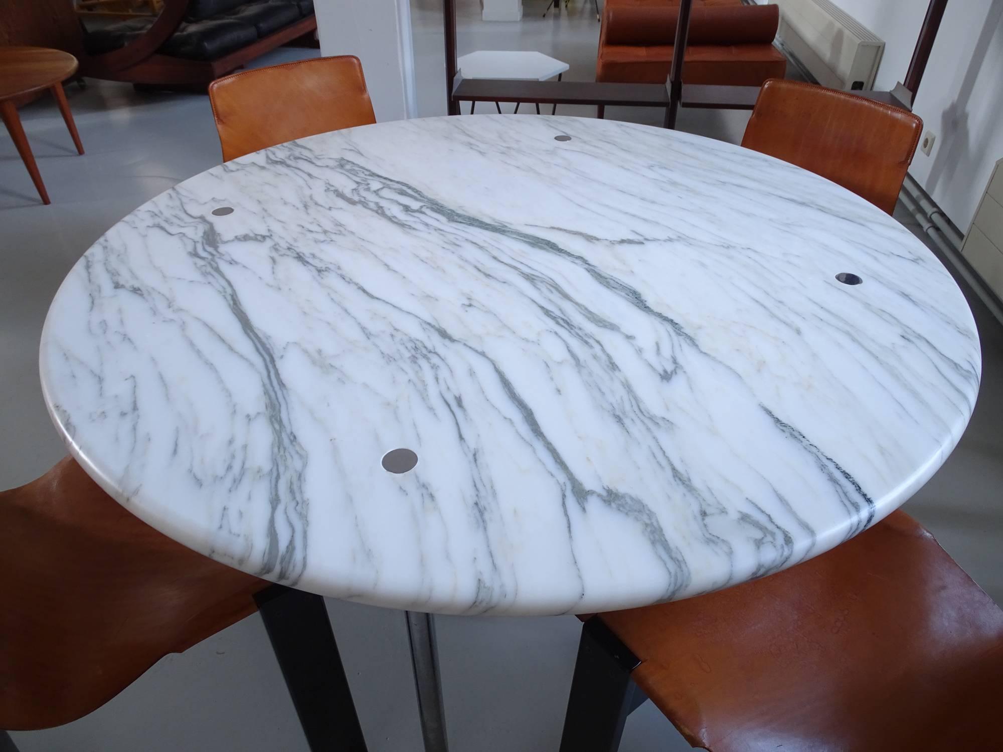 Large Estelle & Erwin Laverne Carrara Marble Dining Table, USA, 1950s 5
