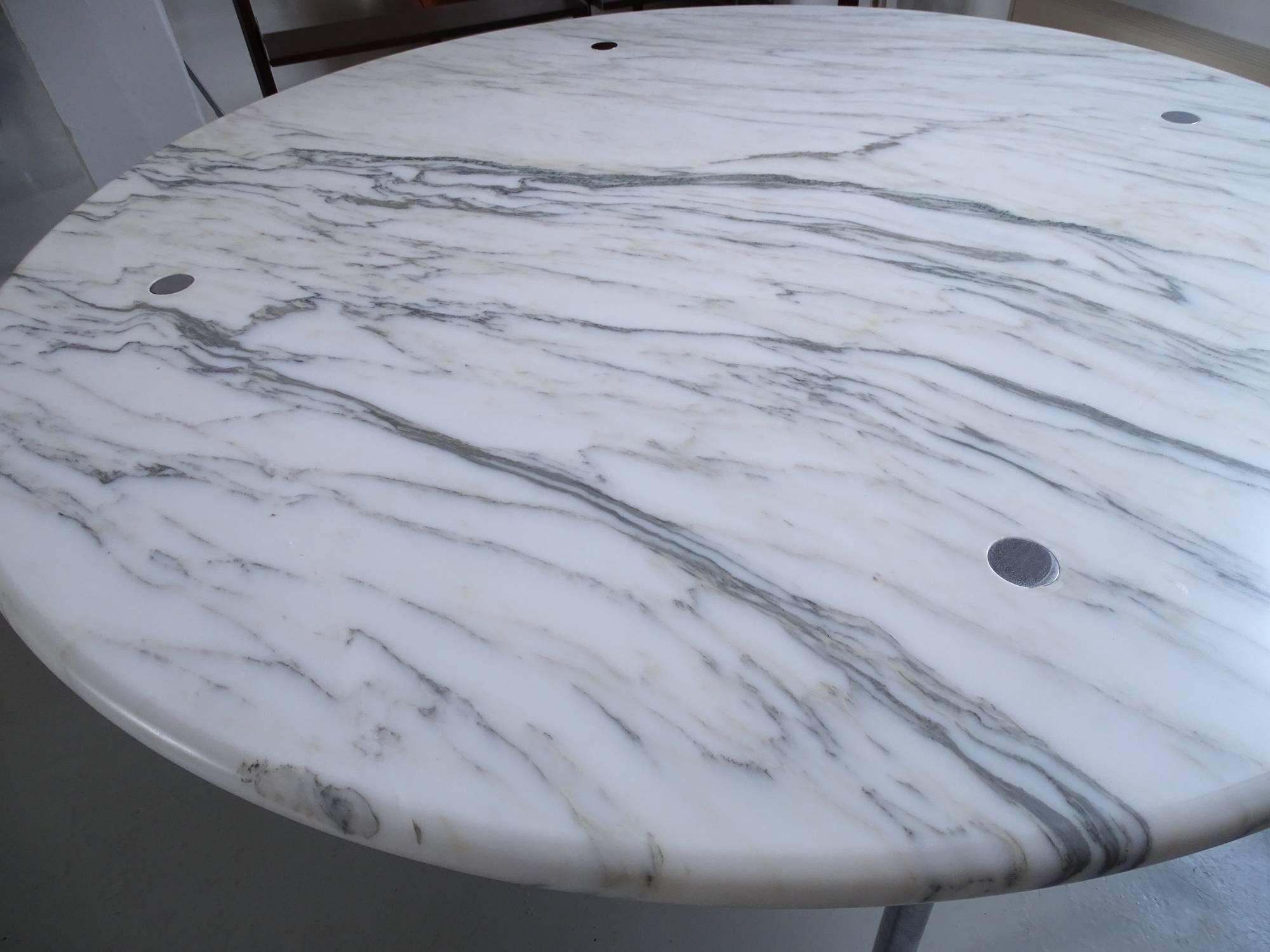 American Large Estelle & Erwin Laverne Carrara Marble Dining Table, USA, 1950s