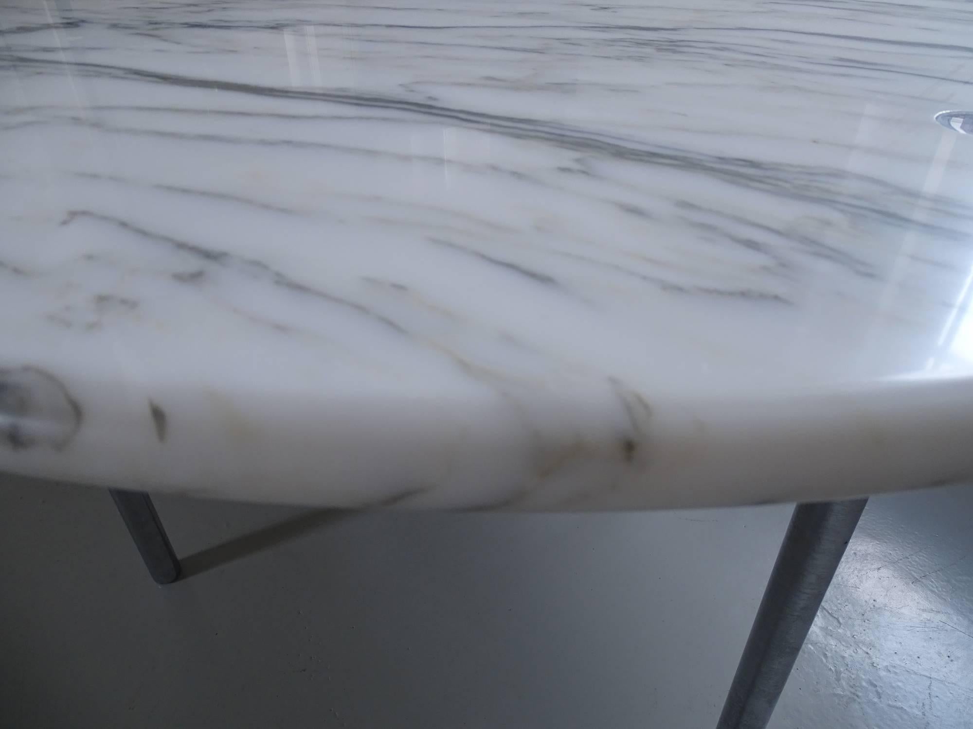 Large Estelle & Erwin Laverne Carrara Marble Dining Table, USA, 1950s 2