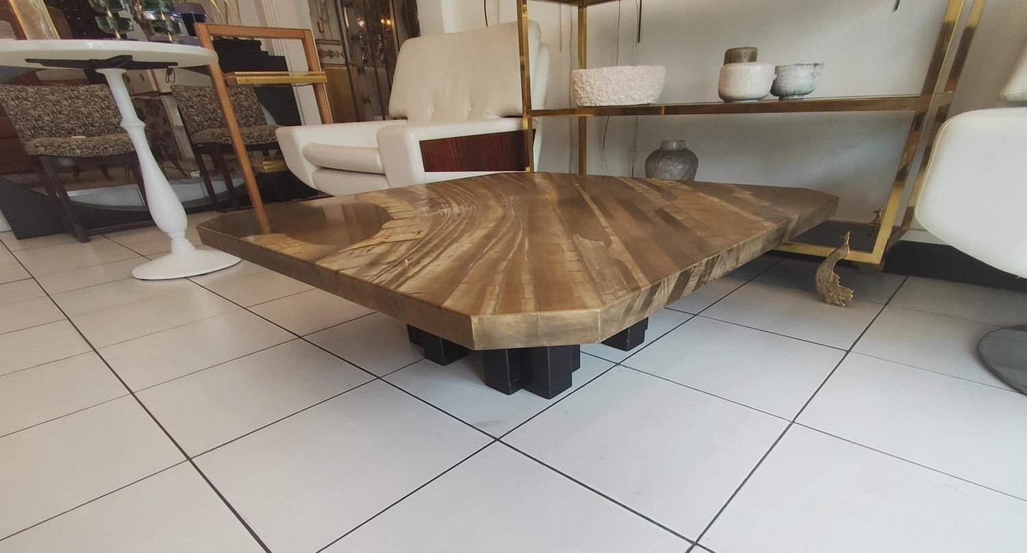  Large Etched Brass Coffee Table by Christian Krekels, Signed , circa 1975 For Sale 3