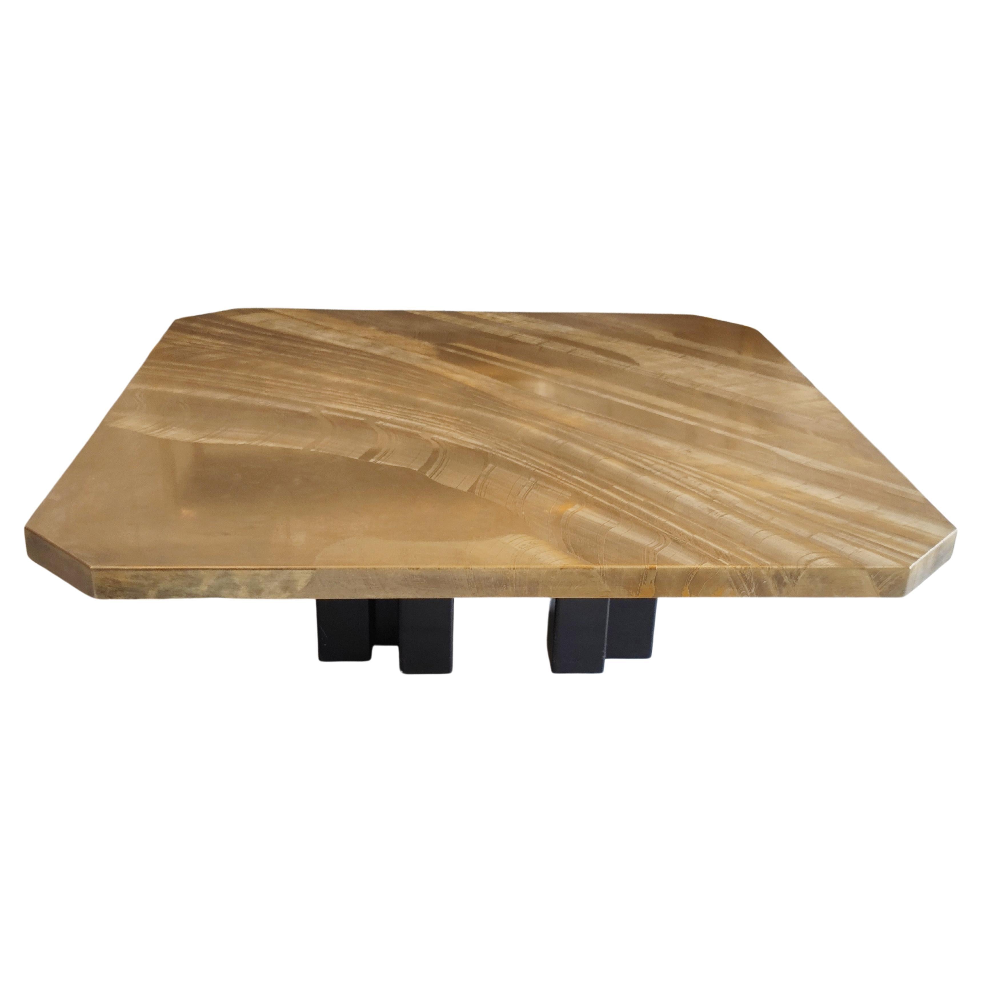 Acid Etched Brass Coffee Table by Christian Krekels For Sale at 1stDibs