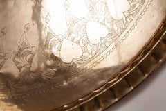 Large Etched Brass Tray / Scalloped Edges Decorative Heart Motif
