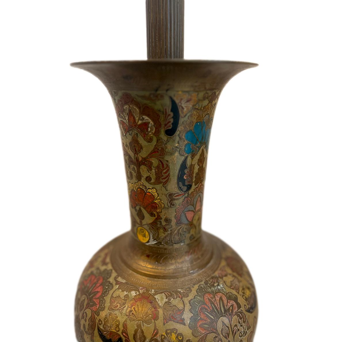 Large Etched Bronze Lamp In Good Condition For Sale In New York, NY