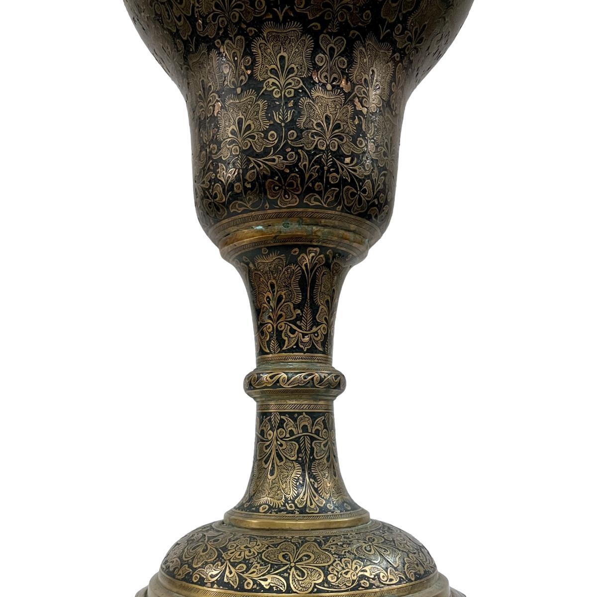 Mid-20th Century Large Etched Bronze Lamp For Sale