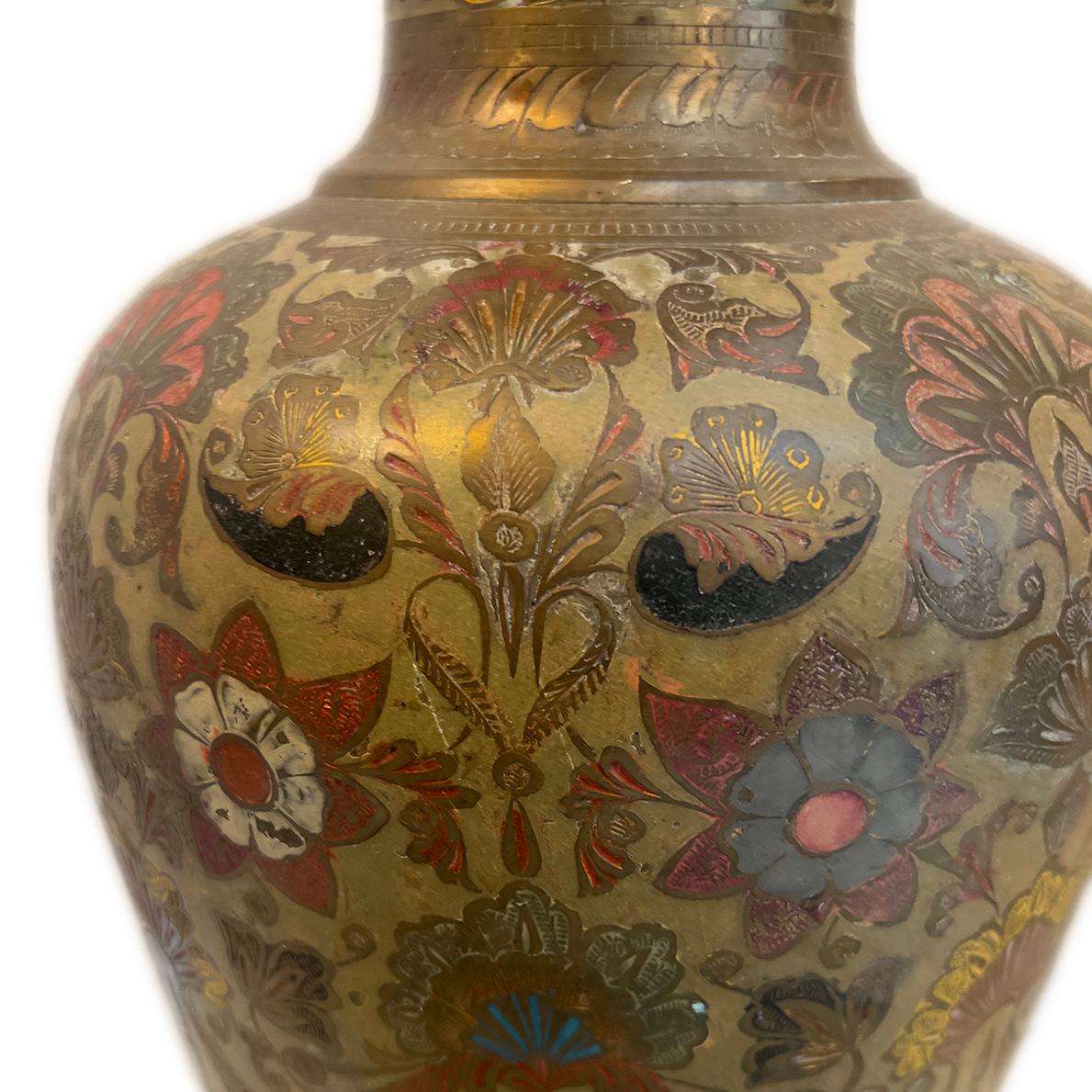 Early 20th Century Large Etched Bronze Lamp For Sale