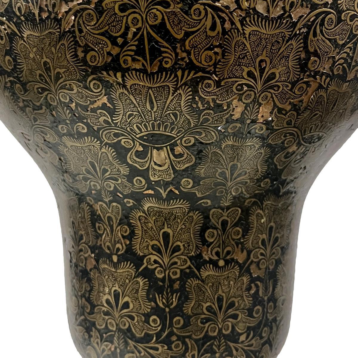 Metal Large Etched Bronze Lamp For Sale
