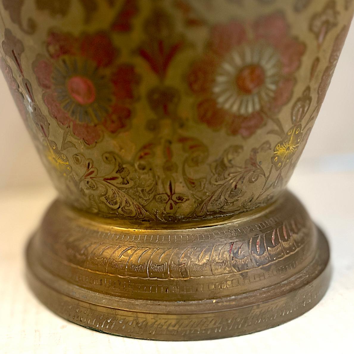 Large Etched Bronze Lamp For Sale 2