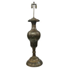 Vintage Large Etched Bronze Lamp