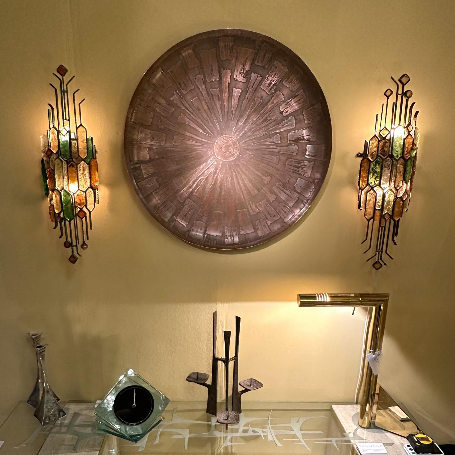 Large Etched Copper Wall Plate by Valentien 1960's For Sale 5