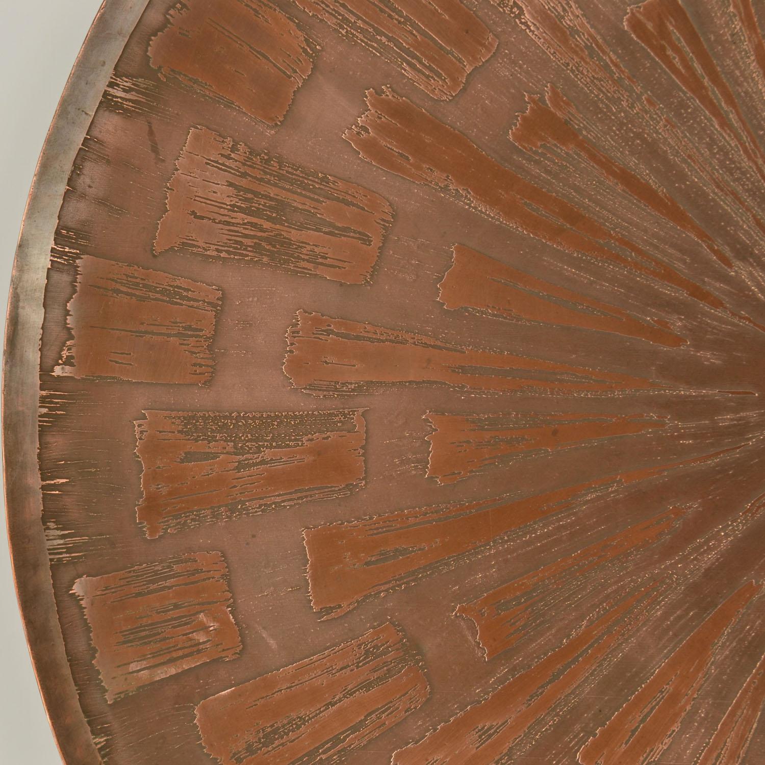 European Large Etched Copper Wall Plate by Valentien 1960's For Sale