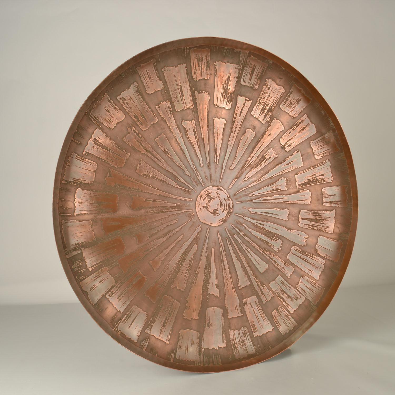 Mid-20th Century Large Etched Copper Wall Plate by Valentien 1960's For Sale