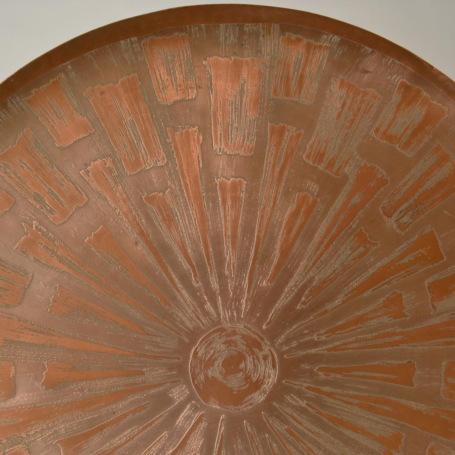 Large Etched Copper Wall Plate by Valentien 1960's For Sale 1