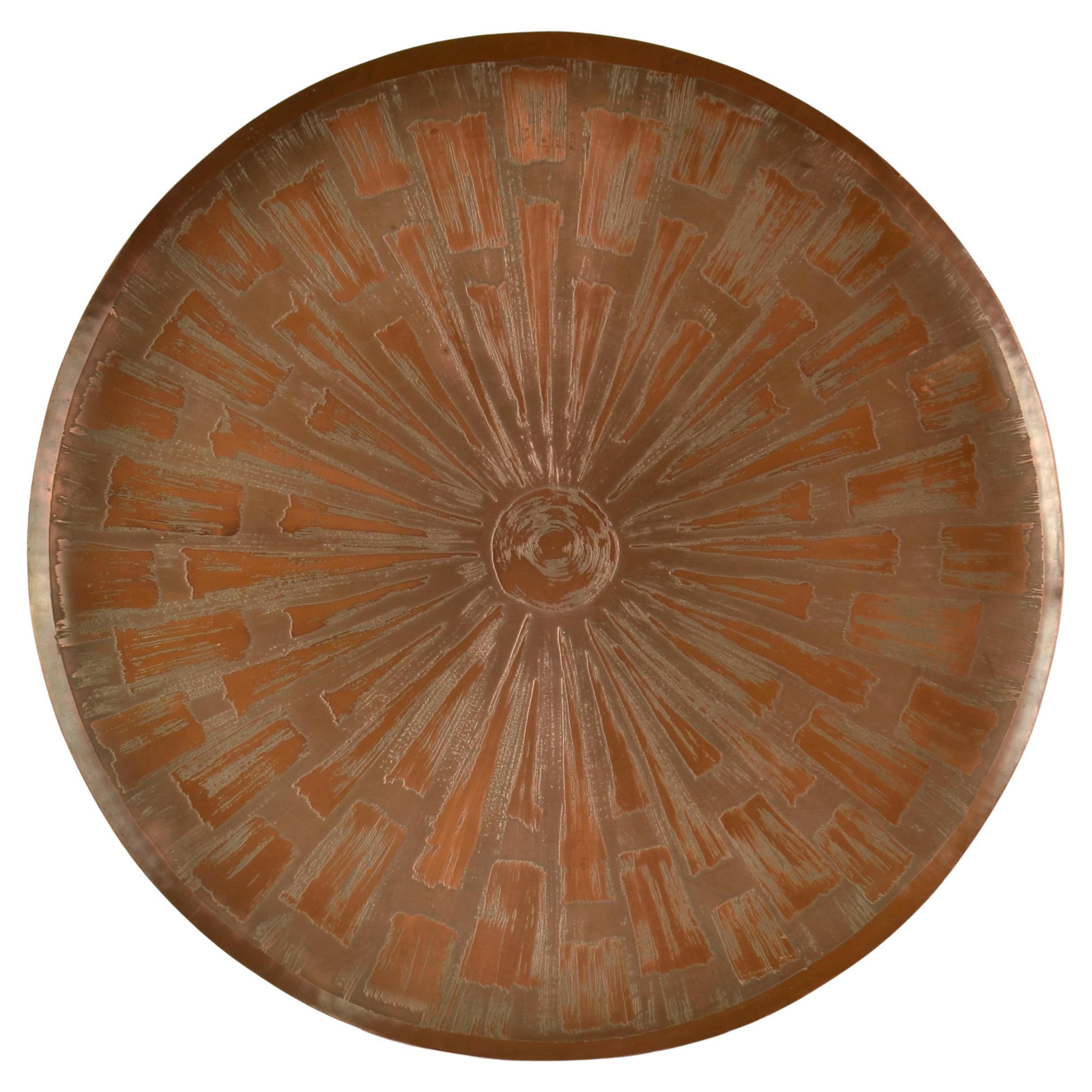 Large Etched Copper Wall Plate by Valentien 1960's