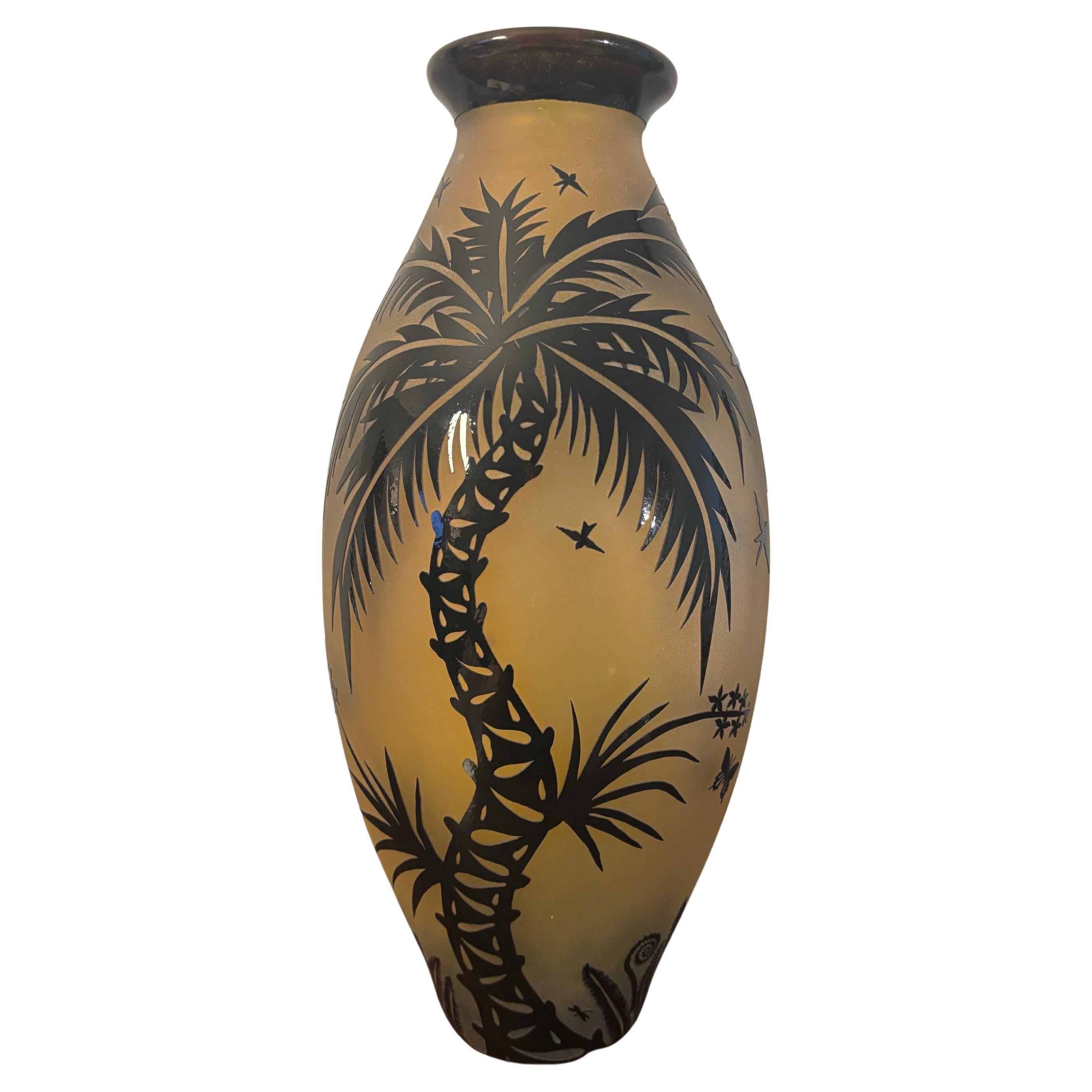 Large Etched Glass Art Vase by Duncan McClellan