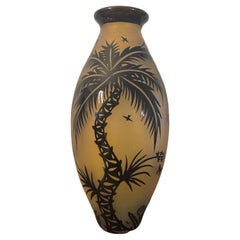Large Etched Glass Art Vase by Duncan McClellan
