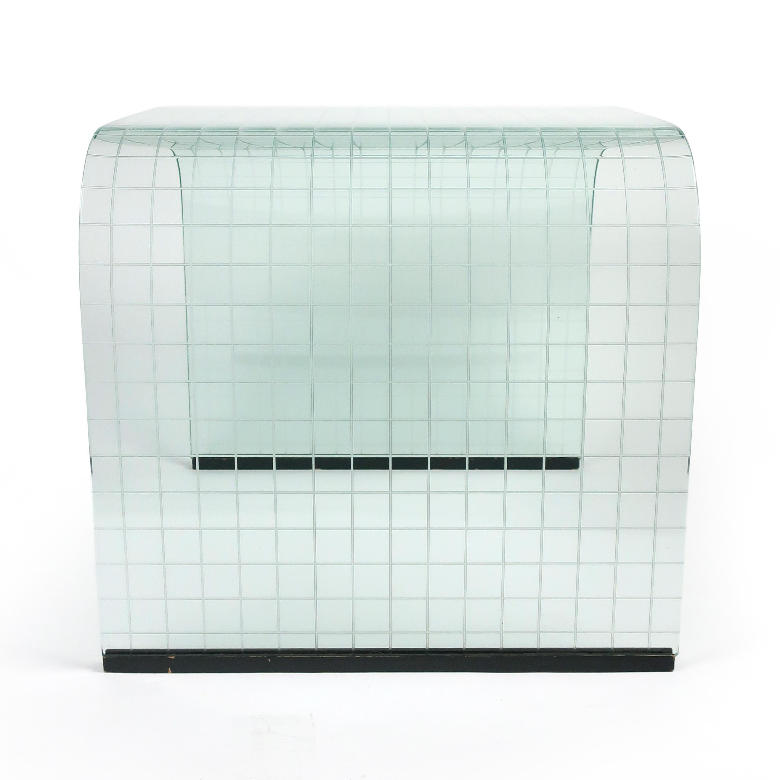 Post-Modern Large Etched Glass Waterfall Table by Angelo Cortesi for FIAM