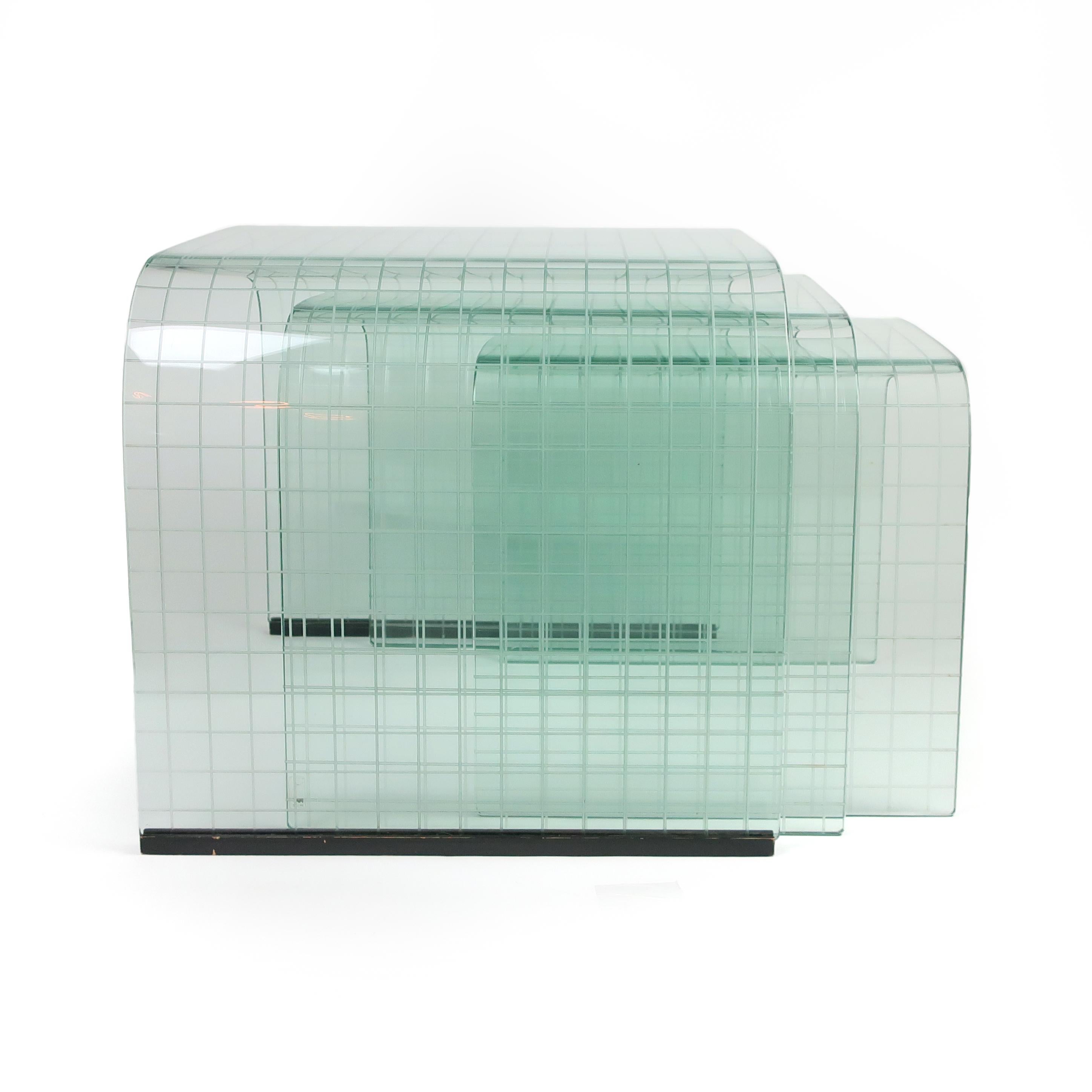 Large Etched Glass Waterfall Table by Angelo Cortesi for FIAM 2