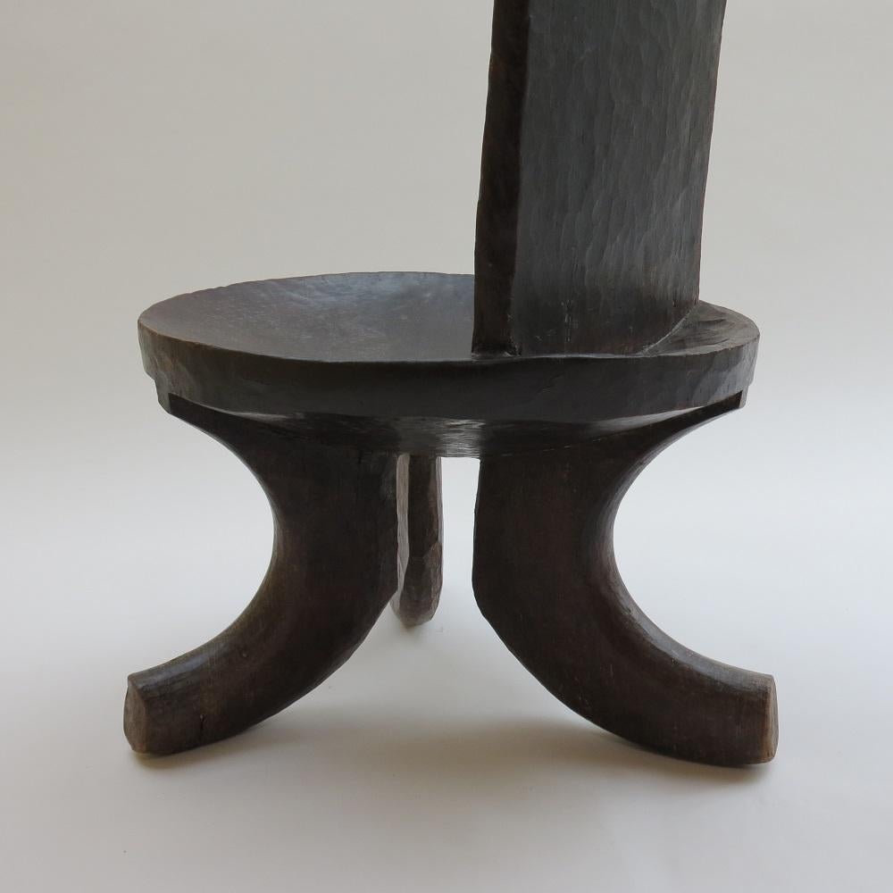 Large Ethiopian Tribal Three-Legged Back Stool Chair 7