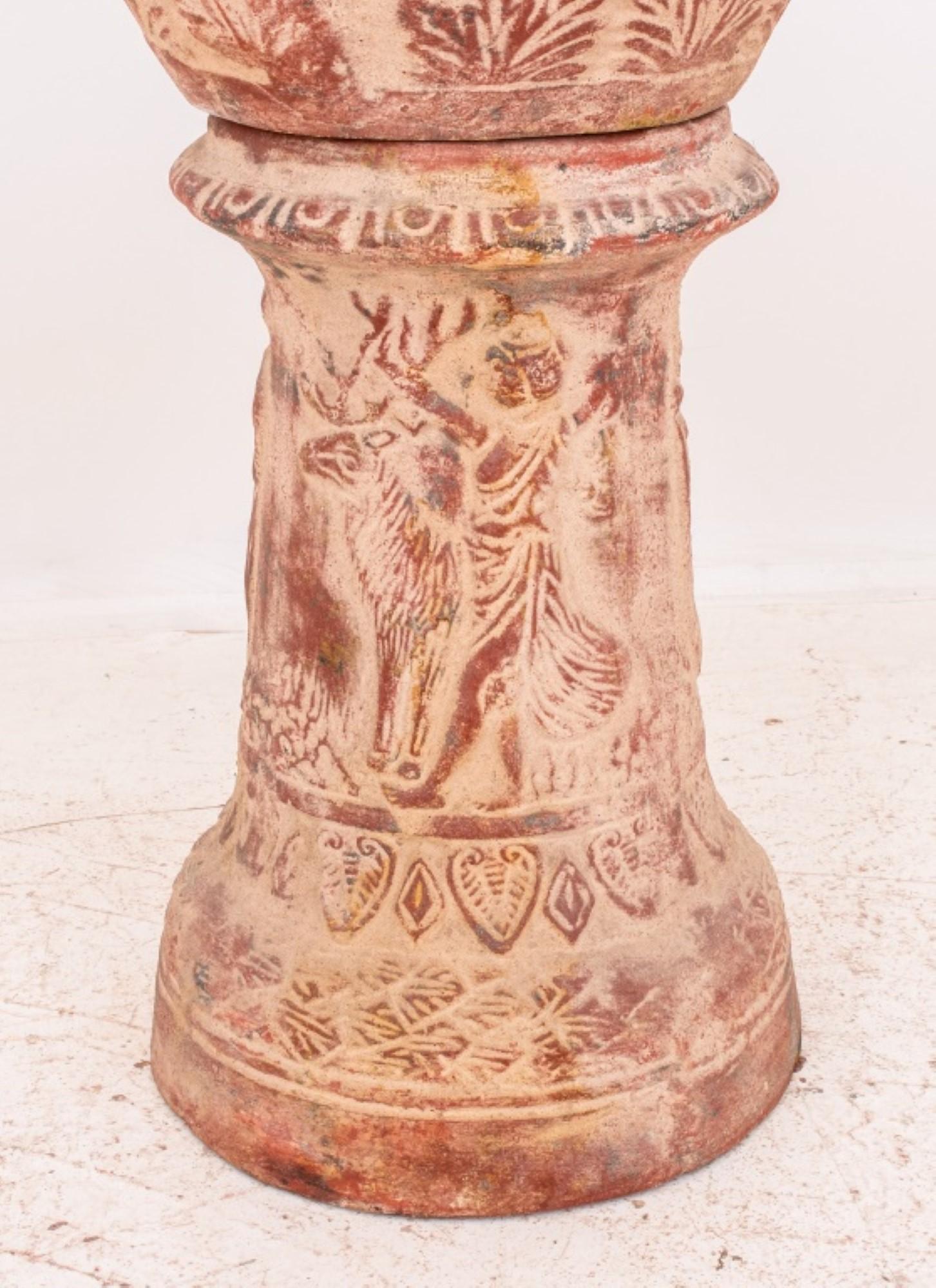 20th Century Large Etruscan manner pottery jar or cache  pot raised on pedestal stand, both w For Sale