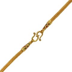 Large Etruscan Revival Pendant Chain Necklace in 22K Yellow Gold