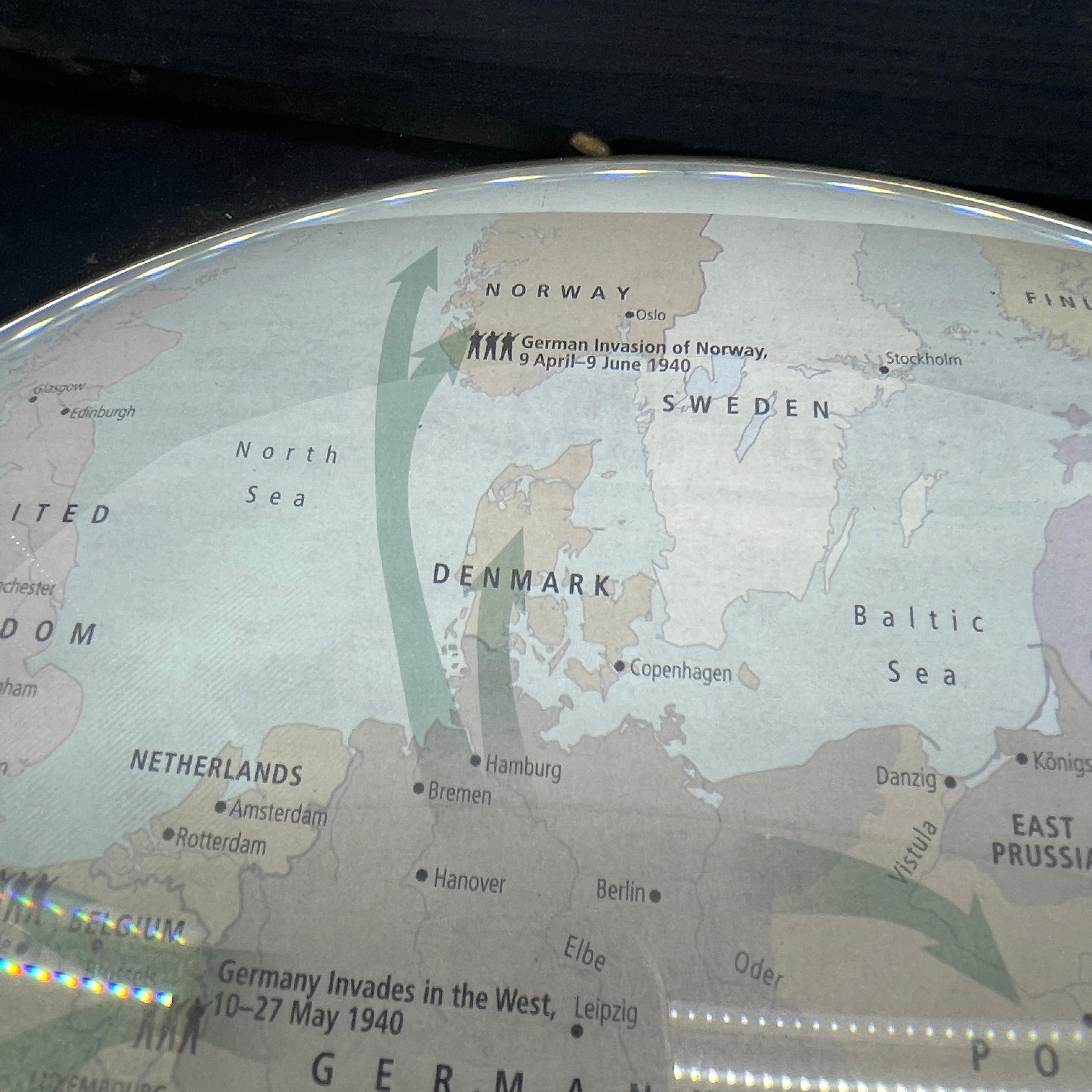 Große europäische 1930er Jahre nautische Karte Leser Lupe im Angebot 9