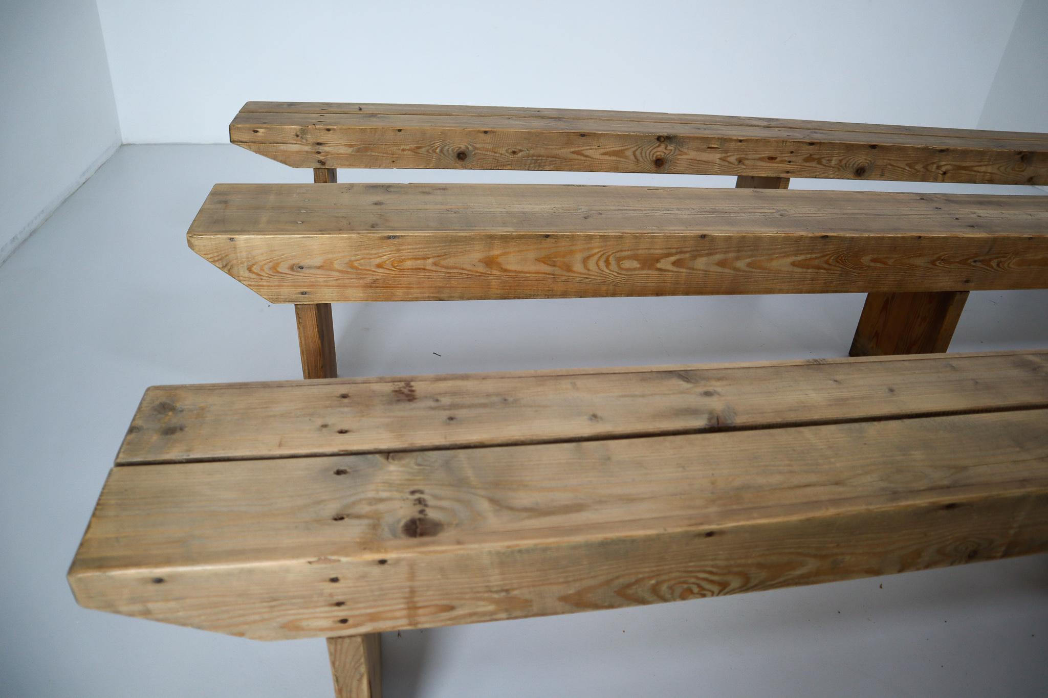 Late 20th Century Large European Antique Pinewood Bench