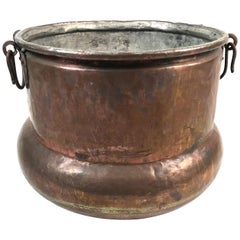 Antique Large European Copper Pot for Firewood