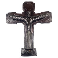 Large European Crucifix in Dark Brown, 1970s