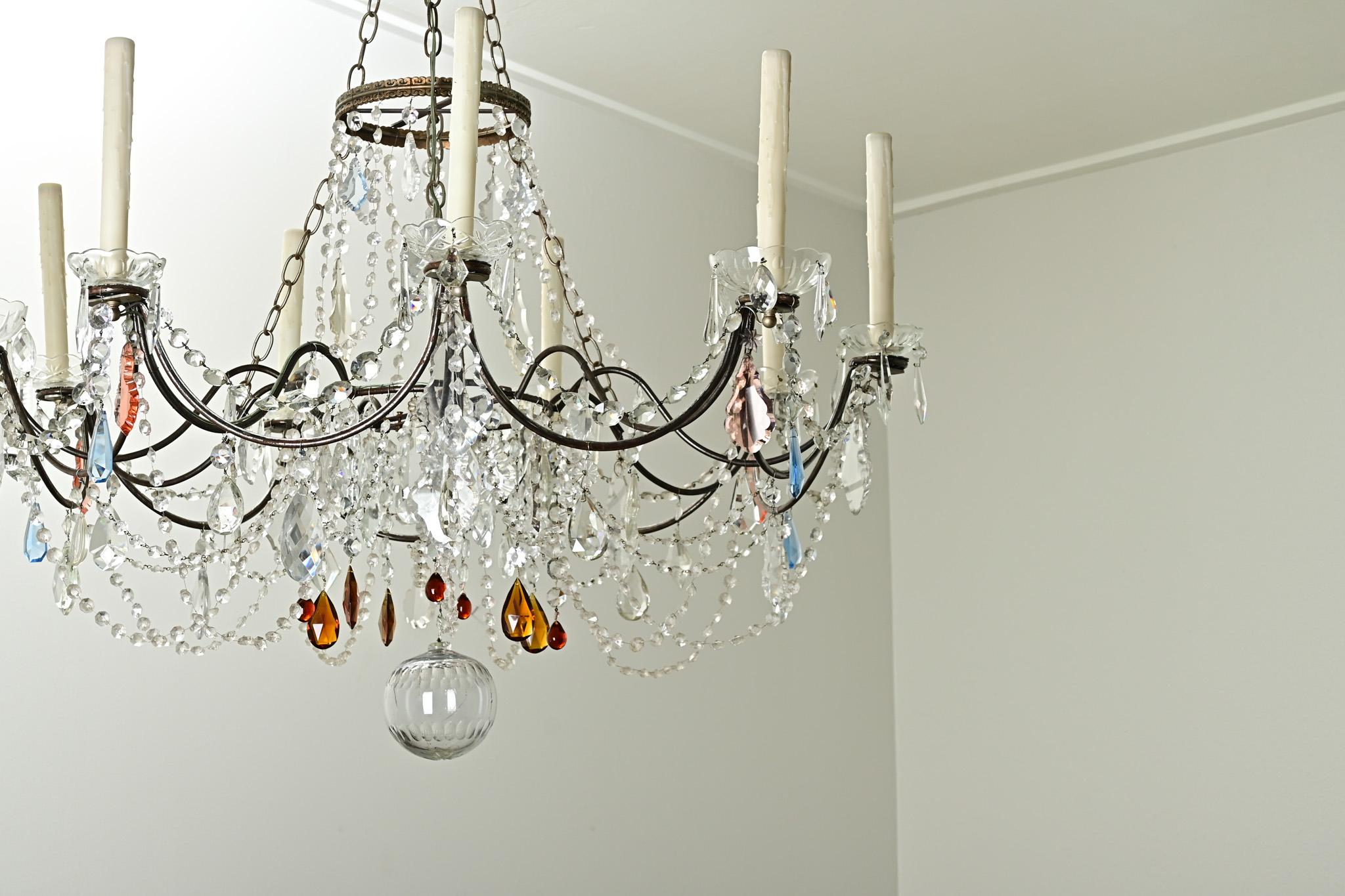 French Large European Crystal Chandelier For Sale