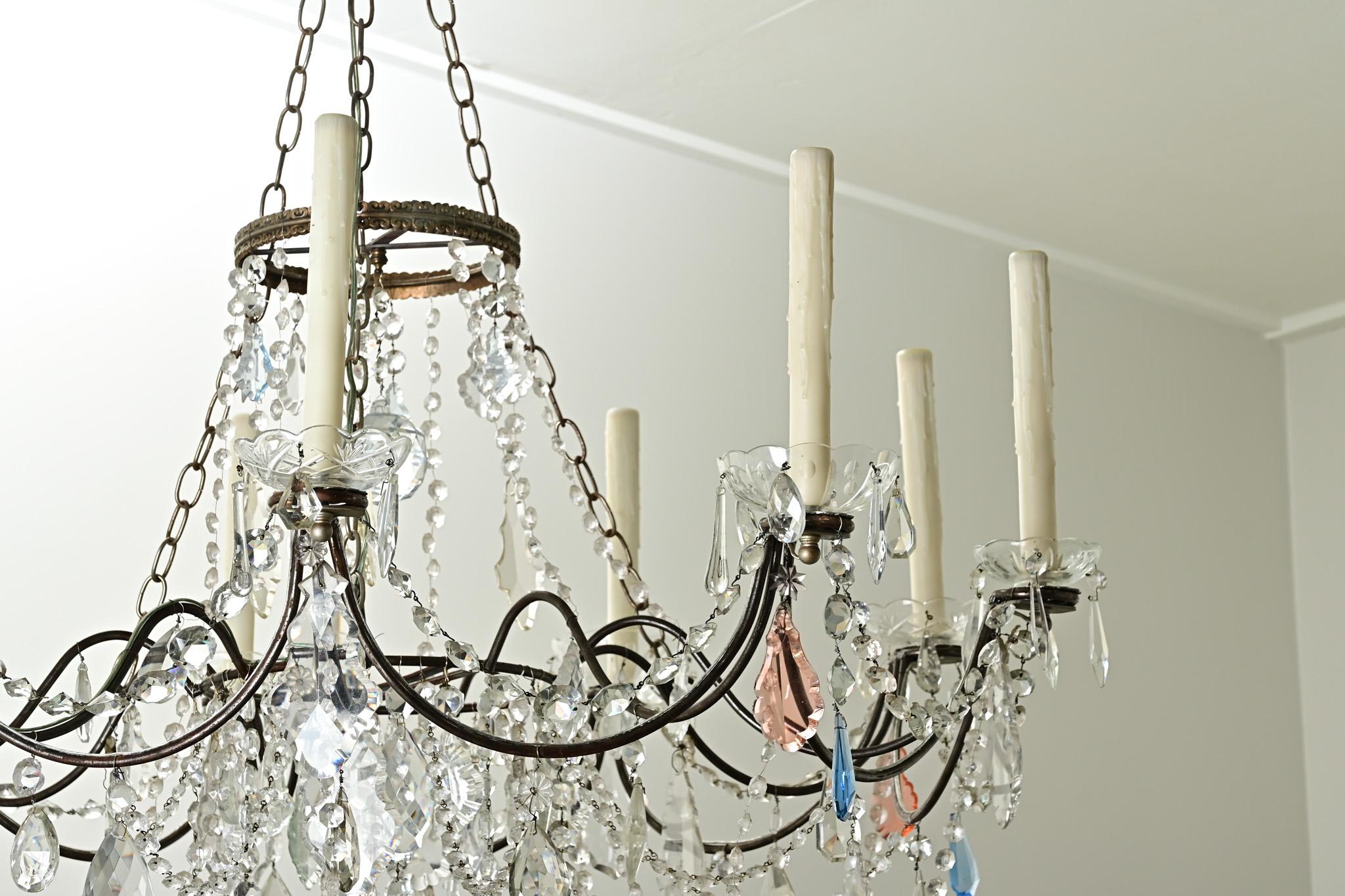 Hand-Crafted Large European Crystal Chandelier For Sale