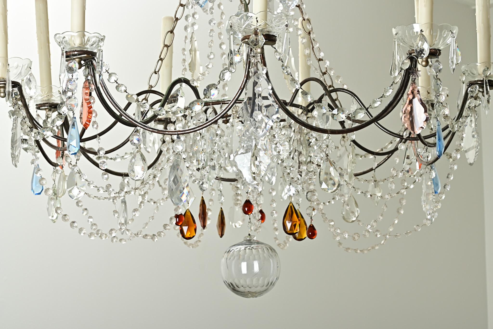 Large European Crystal Chandelier In Good Condition For Sale In Baton Rouge, LA