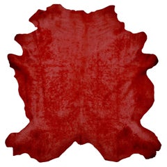 Large European Genuine Real Red Cowhide Rug